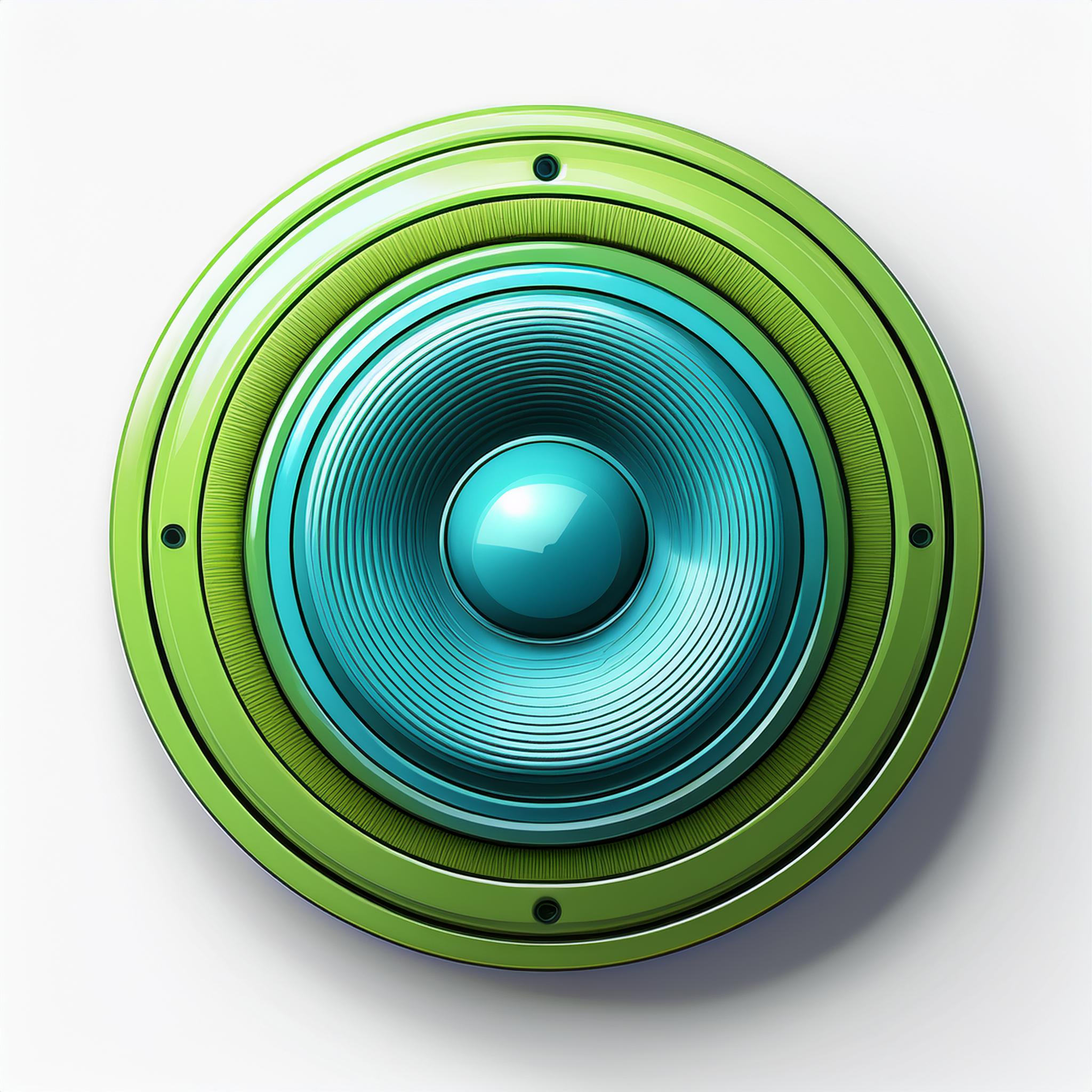 Firefly icono de sonido color verde claro con azul, que el fondo sea de color blanco 67768